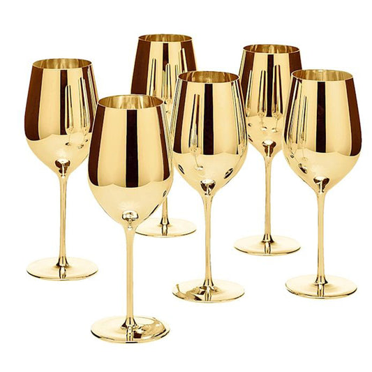 6-Pcs Elegant & Smooth Beverages Wine Glass – Gold 360ml #3075