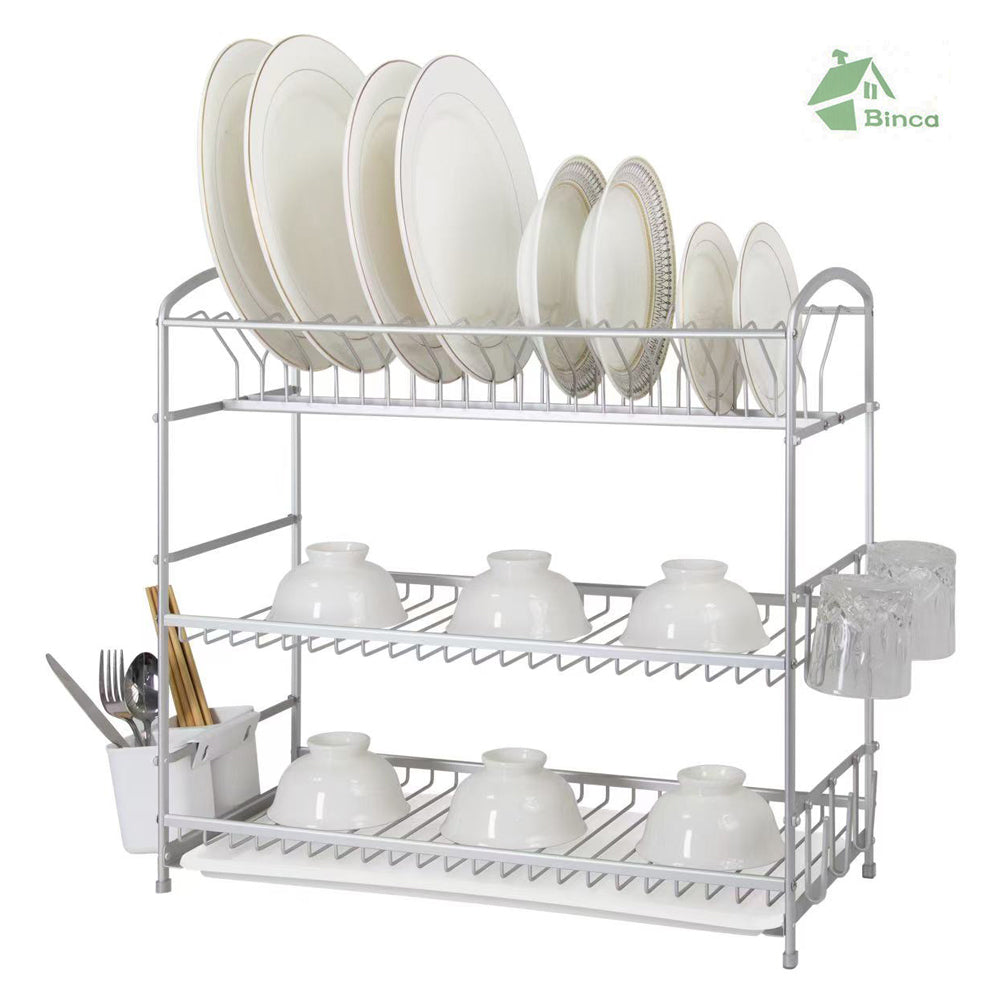 Binca Aluminium Large 3-Layer Dish Rack 62-cm