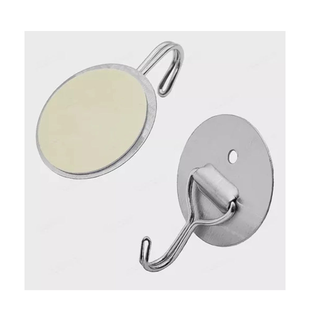 6-Pieces No Drill Round Heavy Duty Stainless Steel Self Adhesive Hooks 1010-1