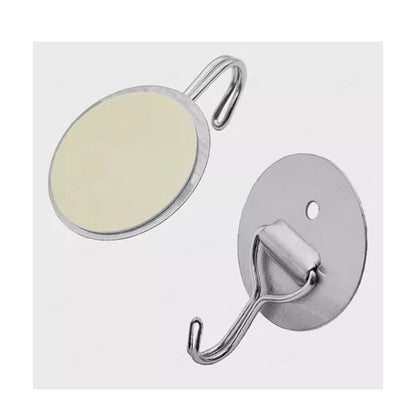 6-Pieces No Drill Round Heavy Duty Stainless Steel Self Adhesive Hooks 1010-1