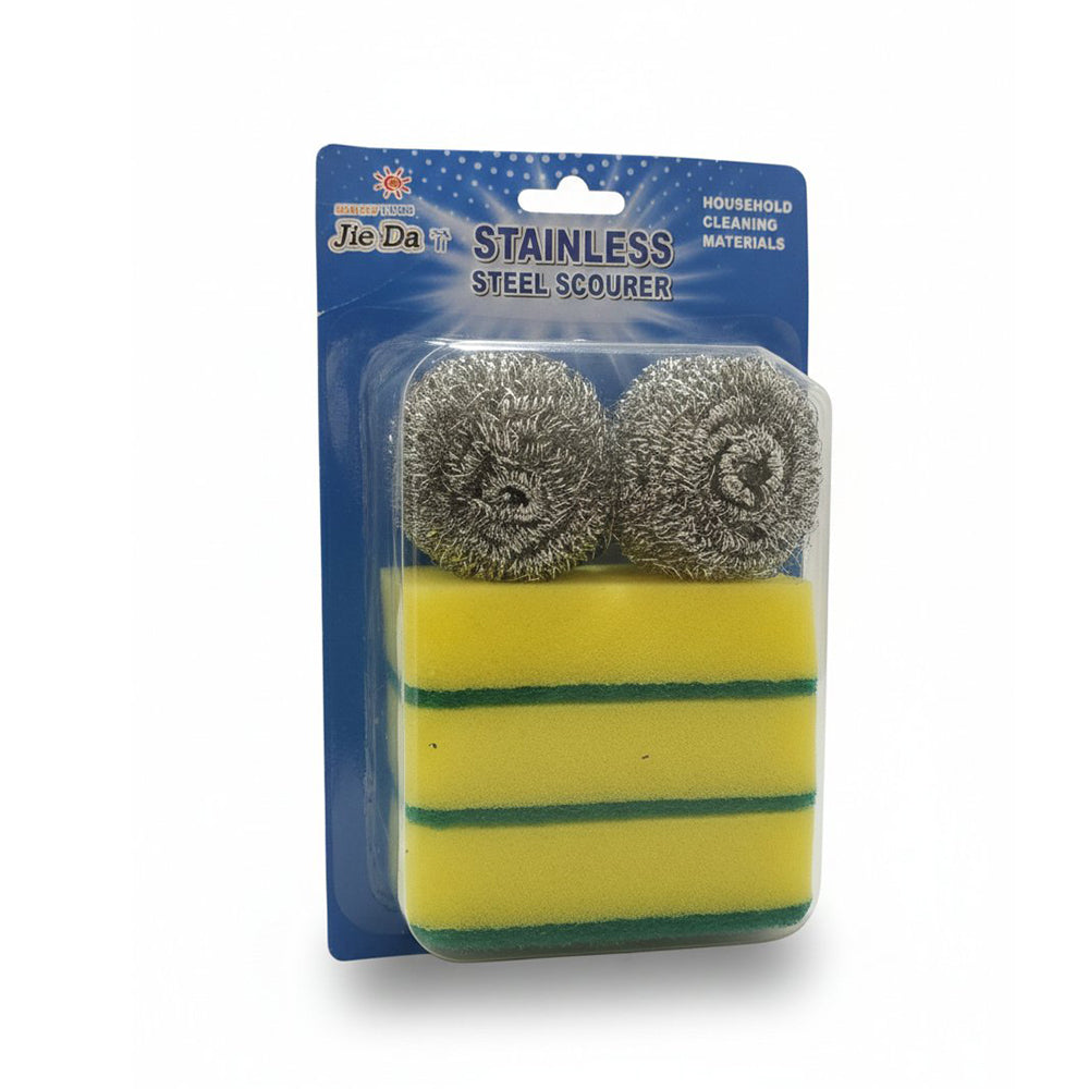 7-Pcs Dish Wash Sponge and Spiral Scourer Set #572-7