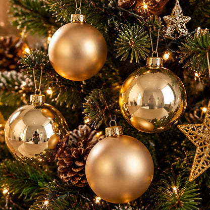 Noël Champagne Gold Christmas Baubles – Set of 9