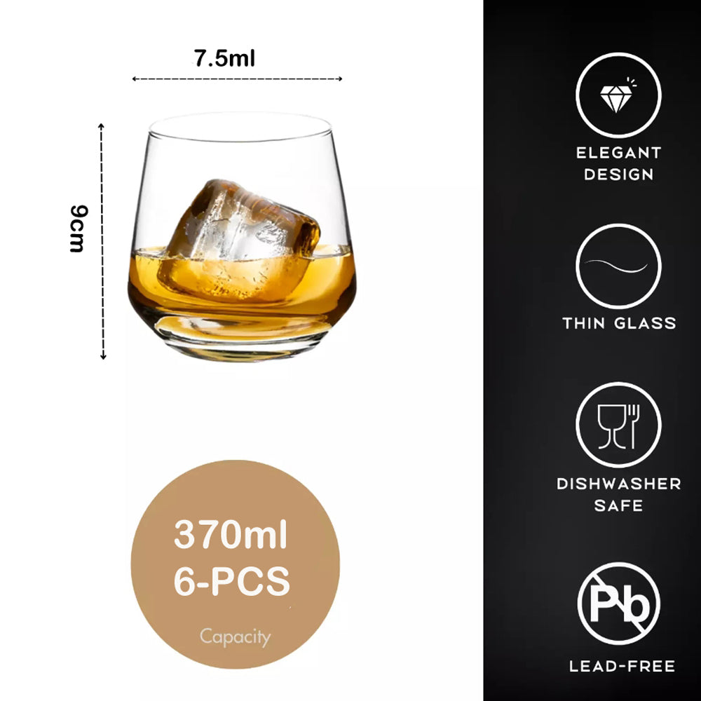DELI 6-Pieces Clear Glasses Set 370-ml