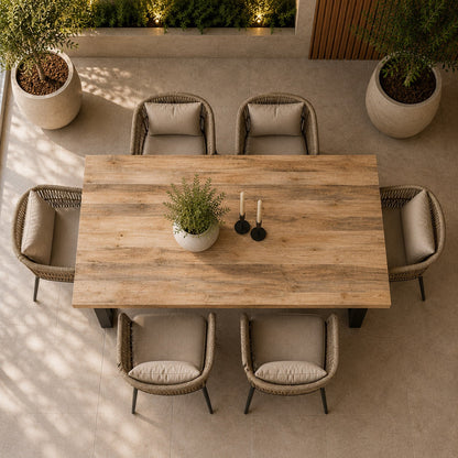 U-Gestell MDF Scratch-Resistant Oak Dining Table with Metal Legs