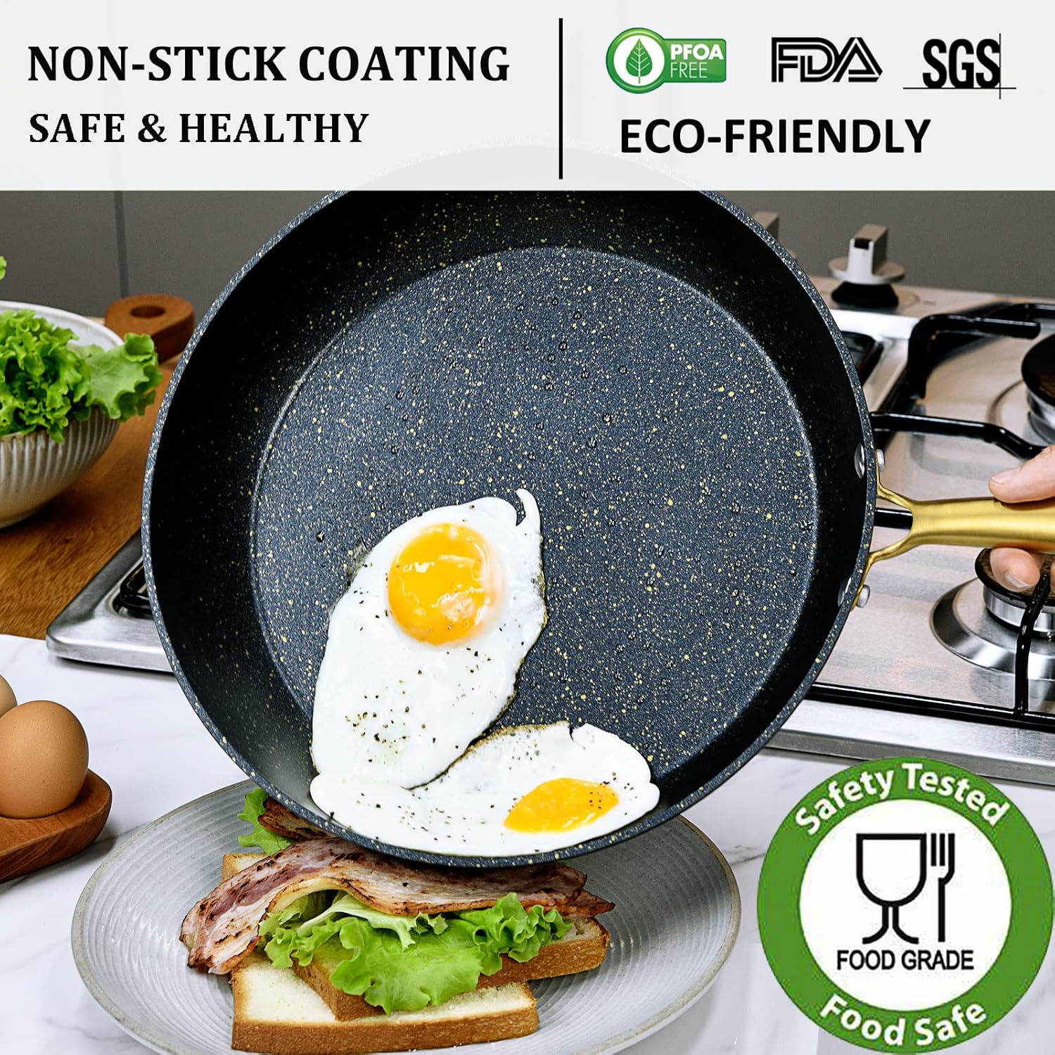 Danny Home Black Non-Stick Frypan Induction 22/24/28 cm