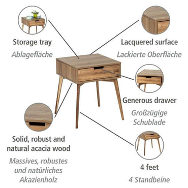 Scandinavian bedside table in FSC wood by Wenko