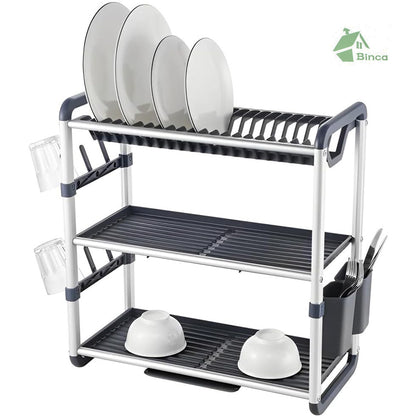 Binca Aluminum 3-Tier Dish Drying Rack 61-cm ( Silver )