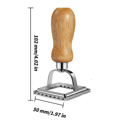 Stainless Steel Ravioli & Tart Cake Mold with Wooden Handle ( Square )