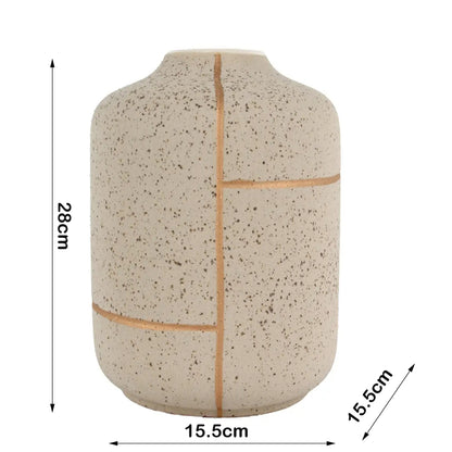 Danny Home Decorative ceramic vase 28cm – Beige and Gold