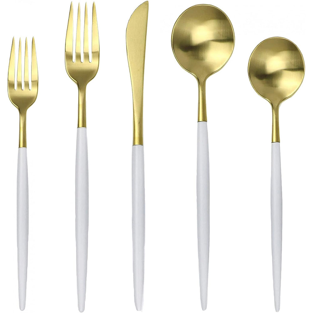 Stainless Steel Cutlery Set White Gold 30-Piece