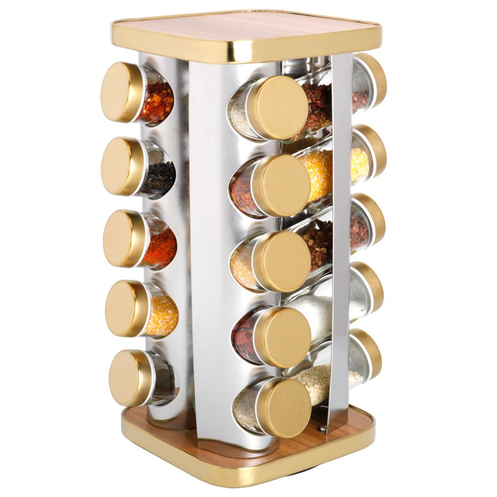 Square JARS Spice Rack Stand Carousel Rotating