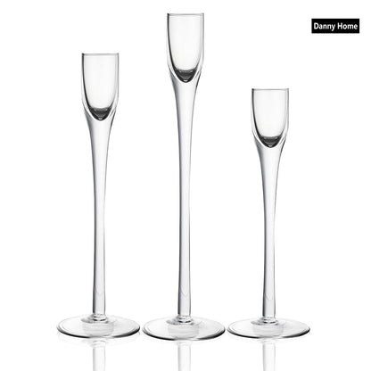 Danny Home Premium Clear Glass Candlestick Holders