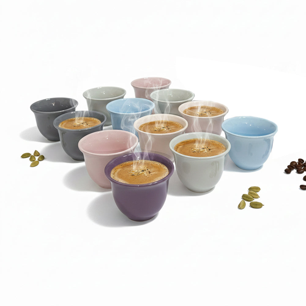 12-Pieces Phoenix Soft Color Arabic Coffee Cups Set