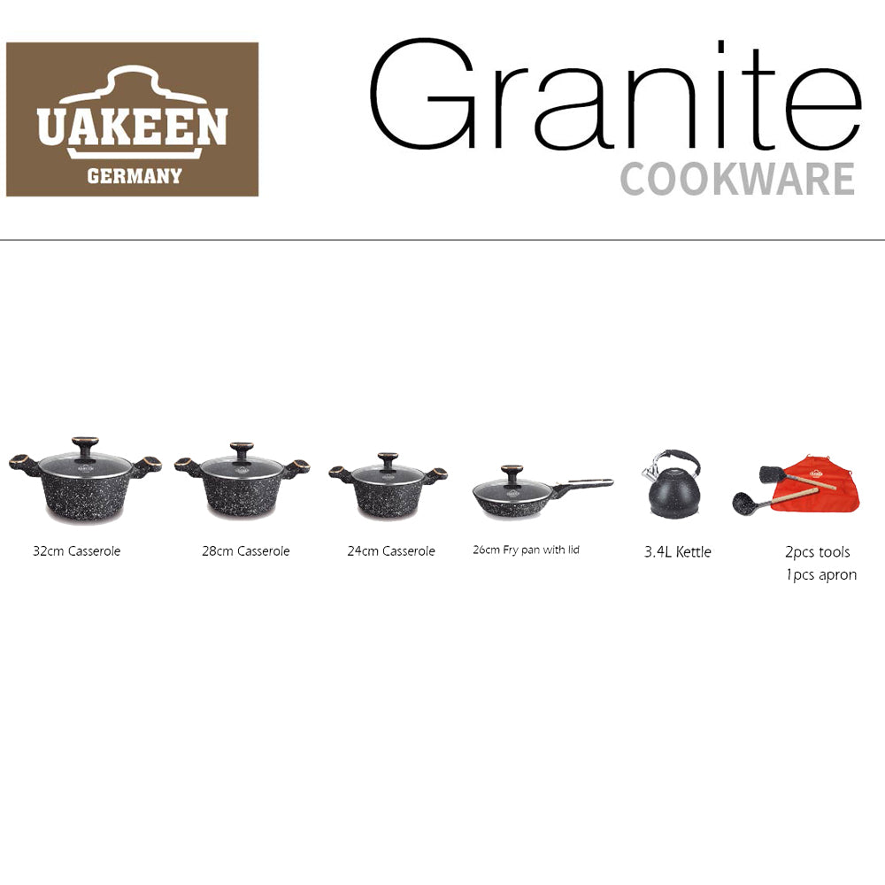 UAKEEN 12 pieces set Granite Non Stick Coating 100%