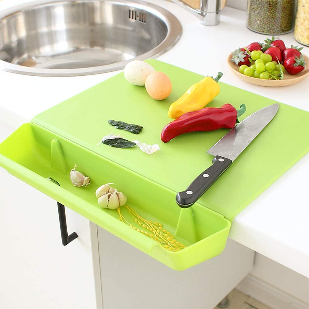 Cutting Chopping Board Set with Food Holder Container Tray