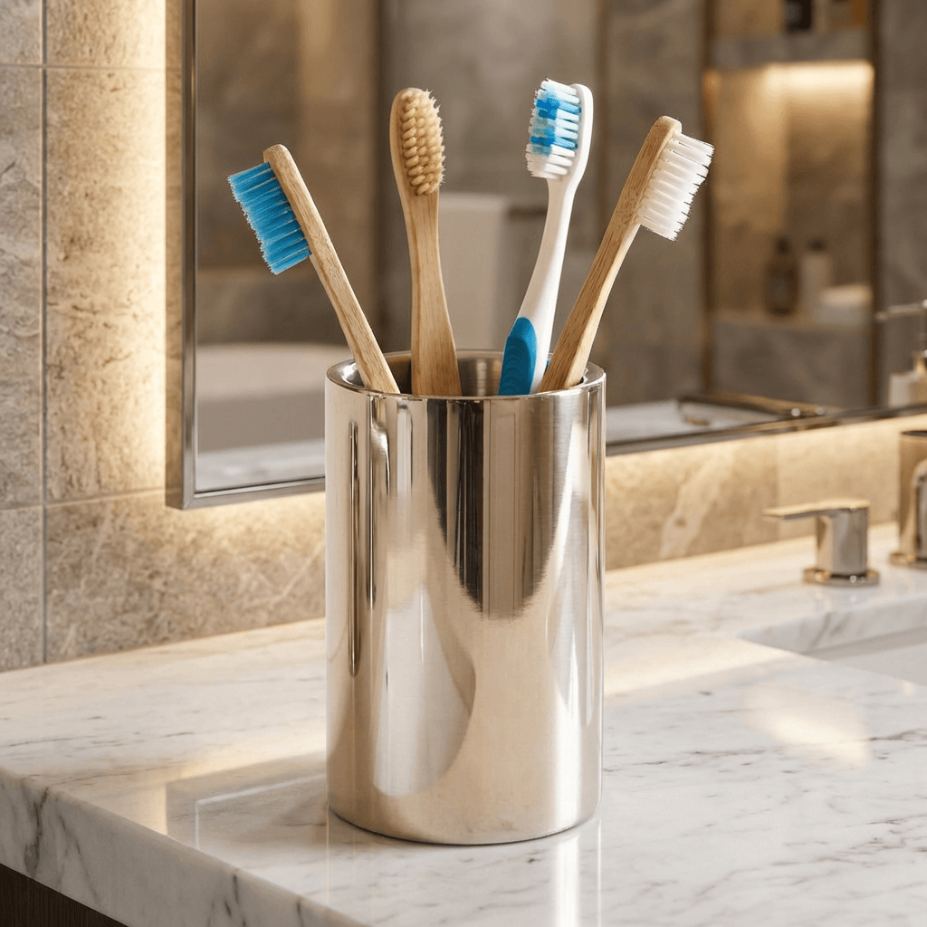 Spirella Porcelain Tumbler – Chrome Bathroom Cup
