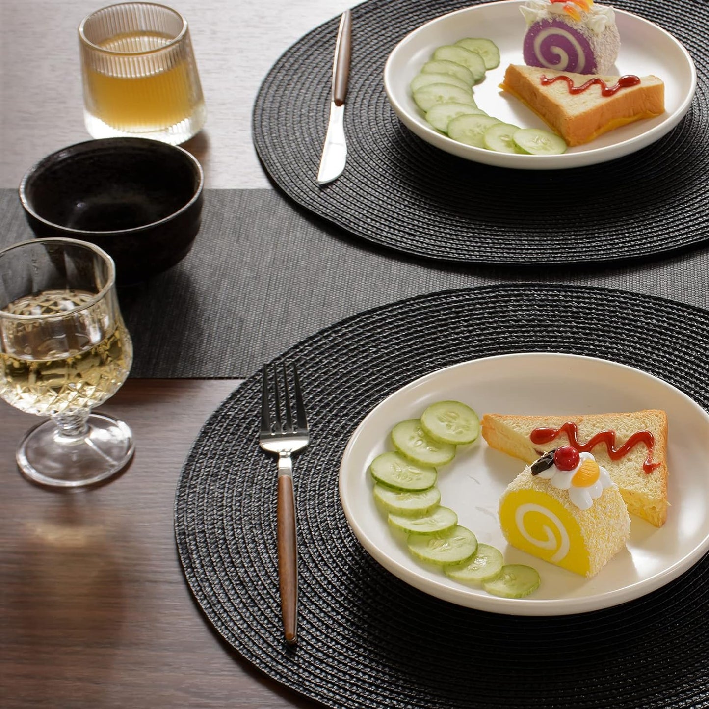 2-Pieces Round Braided Placemats Table Mats for Dining Tables 38cm