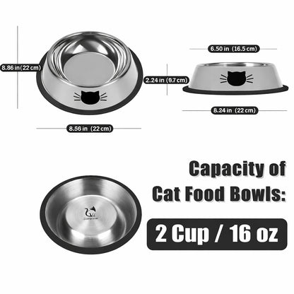 22cm Non-Slip Stainless Steel Cat Bowls