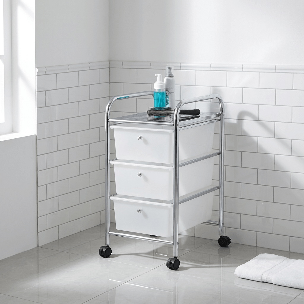 Wenko Household and Bathroom Trolley "MESSINA" with 3 Drawers