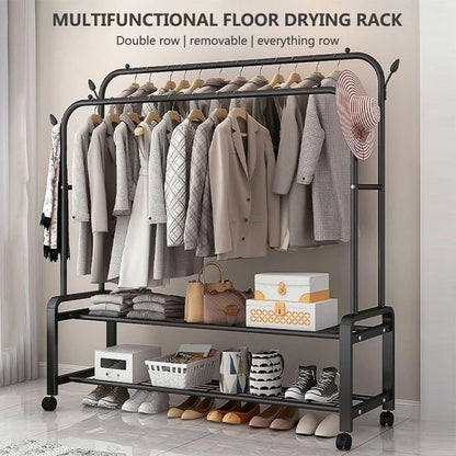 Clothing Hanger Stand, 2 Clothes Rail, 2 Storage shelf
