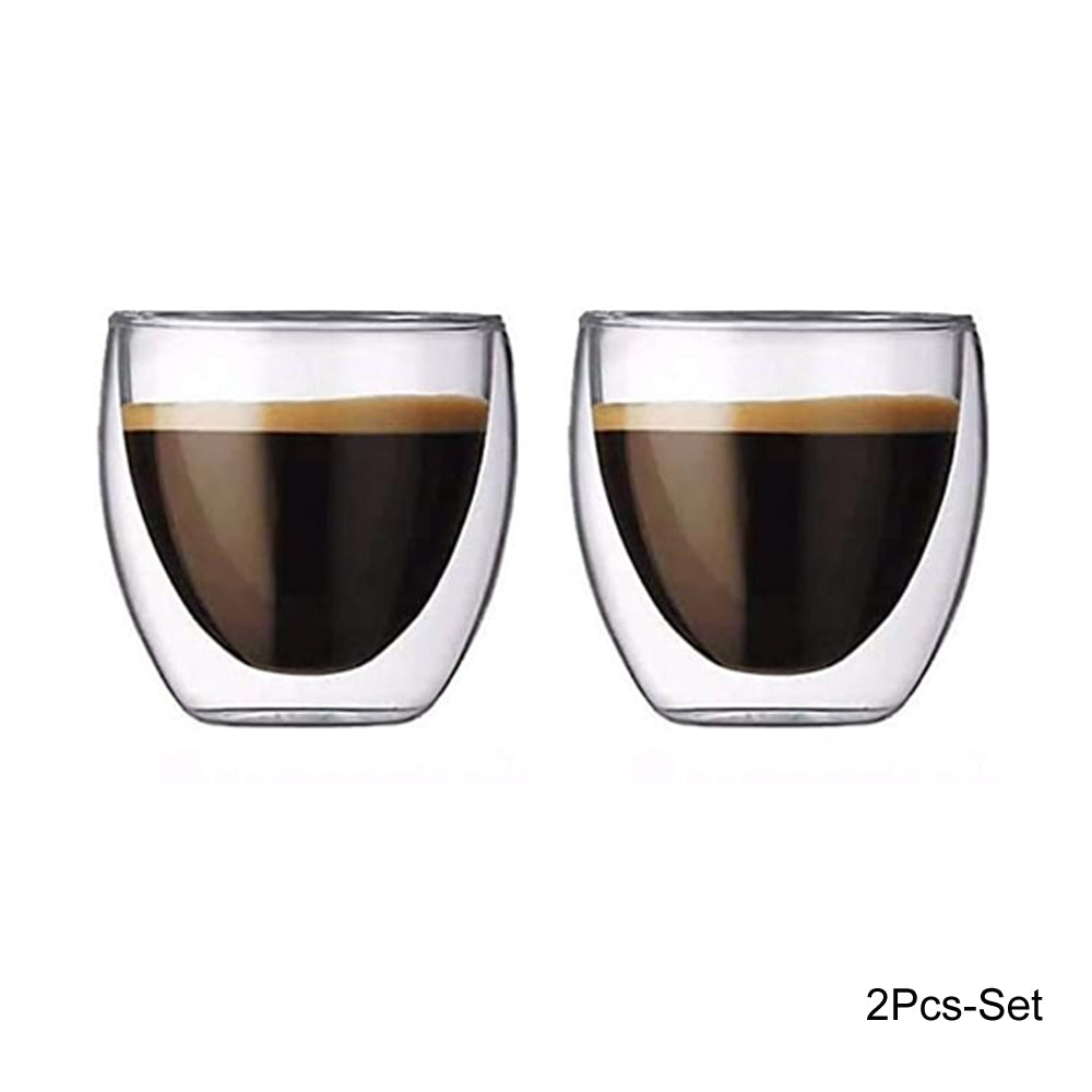 2-Pieces Luxury Double Walled Espresso Coffee Cups – 80ml