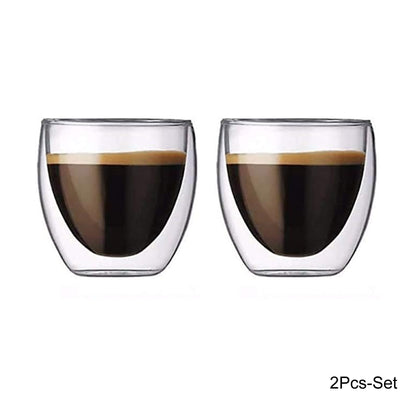 2-Pieces Luxury Double Walled Espresso Coffee Cups – 80ml