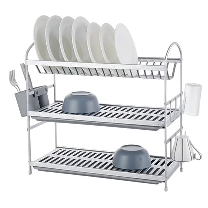 65-cm Aluminum Large 3-Layer Dish Rack