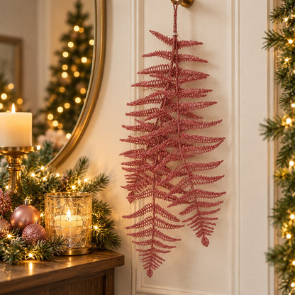 House of Seasons Glitter Fern Christmas Spray – 80 cm