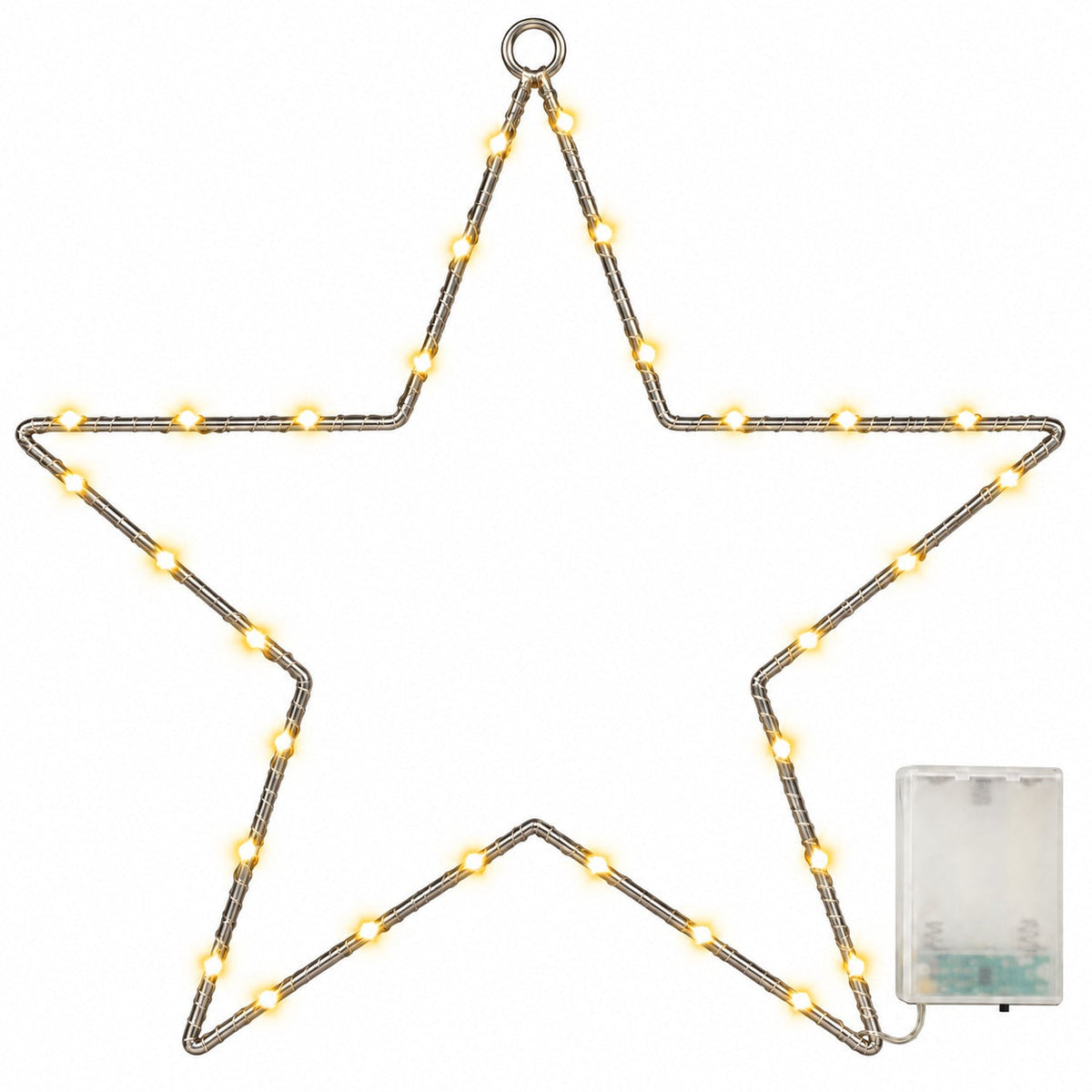 Noël LED Star Silhouette – 30 Warm White LEDs,  30 × 30 cm