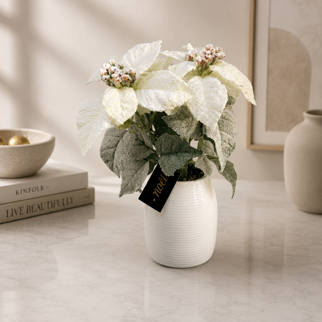 Christmas Ceramic Vase with Elegant Textured White Décor - 3 models
