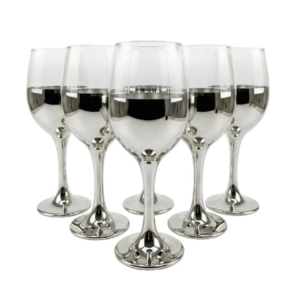 6-Pcs Elegant & Smooth Beverages Wine Glass – Silver 360ml #3075-1