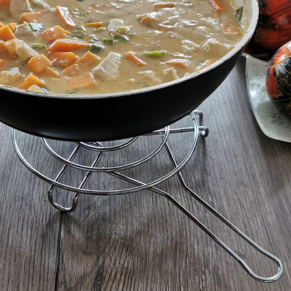 20-cm Stainless Steel Round Kitchen Hot Pot Stand with Handle Heat Resistance Stand