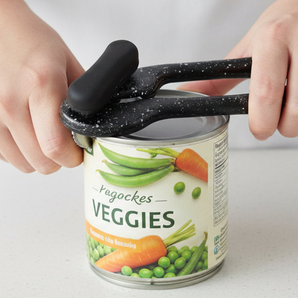 Premium Can Opener Metal Handle Black Granite