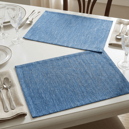 Set of 2 Table Placemat Blue & Silver