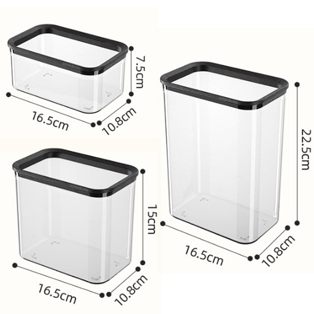 3-Pieces Plastic Food Storage Box With Transparent Lid 0.75/1.7/2.6-L
