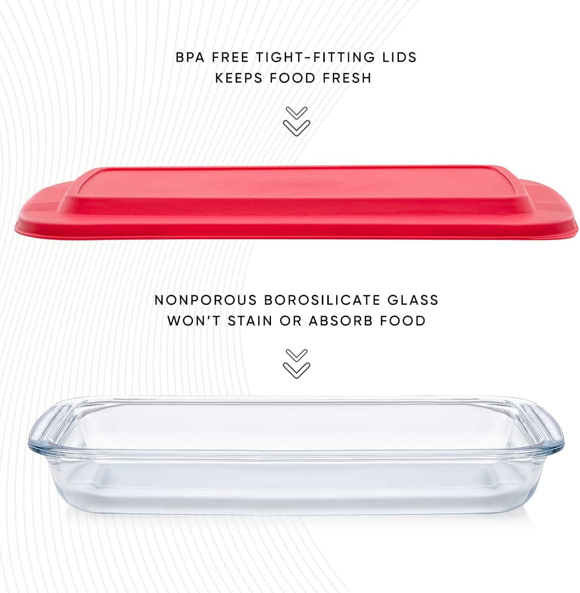 FENIX Set of 4PCS Tempered Nesting Glass Bakeware Set