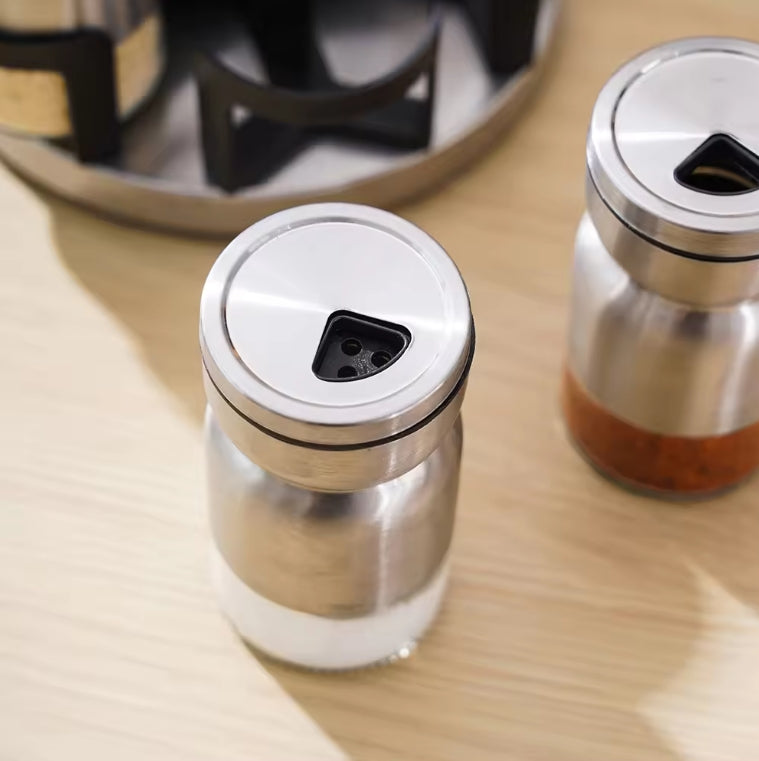 6-Pieces Rotating Stainless Steel Spices Jar Set