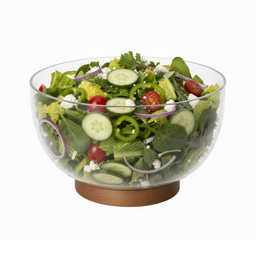 Danny Home Glass Salad Bowl With Acadia Wooden Tray 23.5cm