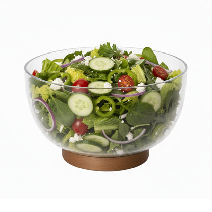 Danny Home Glass Salad Bowl With Acadia Wooden Tray 23.5cm
