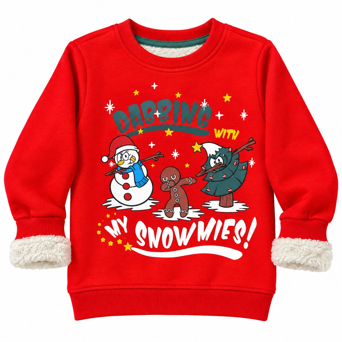 KIDS Christmas Fleece-Lined Dabbing Sweatshirt – Red