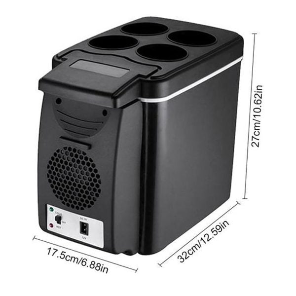 Mini Fridge for Car, with Cooler and Warmer, 6 Liter Capacity with 12V Car Charger & Plug