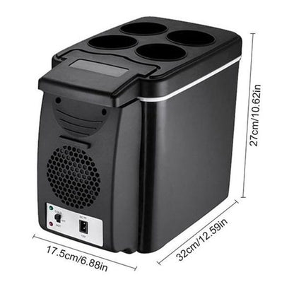 Mini Fridge for Car, with Cooler and Warmer, 6 Liter Capacity with 12V Car Charger & Plug