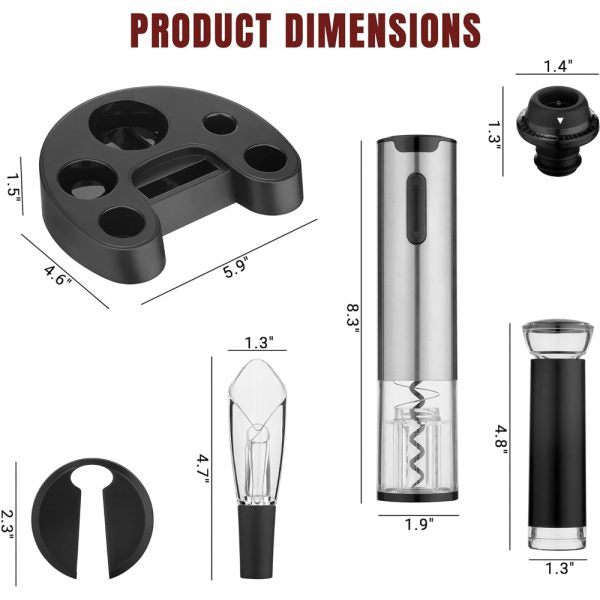 Rechargeable Stainless Electric Wine Opener Set