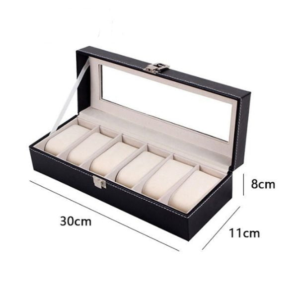 Leather Watch Box Organizer-Black