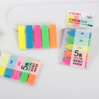 100 Pieces Sticky Notes Flags Text Highlighter 5 Colors