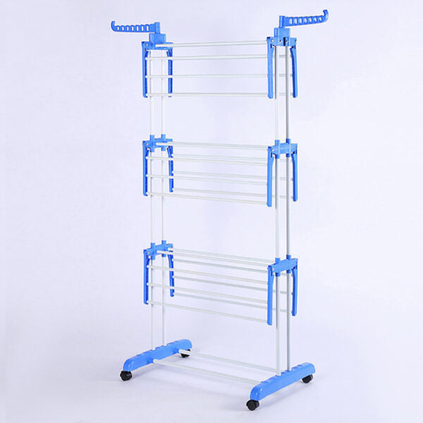 Folding Clothes Dryer Rack With 4 Wheels & Powder Coated Steel Tubes (L75 x W64 x H170)cm