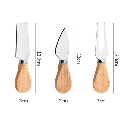 3-Pieces Wood Handle Cheese Knives Set