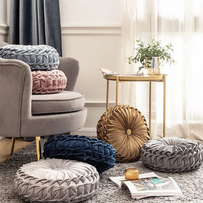 Danny Home 40-cm Round Sofa Cushion Grey Color Velvet Home Decor