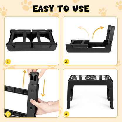 Raised Dog Bowls – 3 Height Adjustable Stand