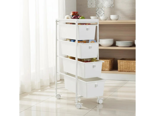 White trolley on wheels GALA, 4-tier By Wenko.de